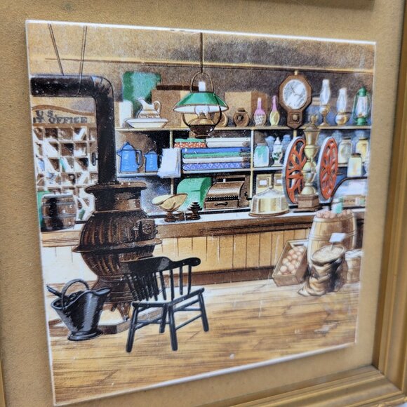 Vintage Enesco Framed Ceramic Wall Tiles Home Decor Early American Japan - Picture 4 of 11